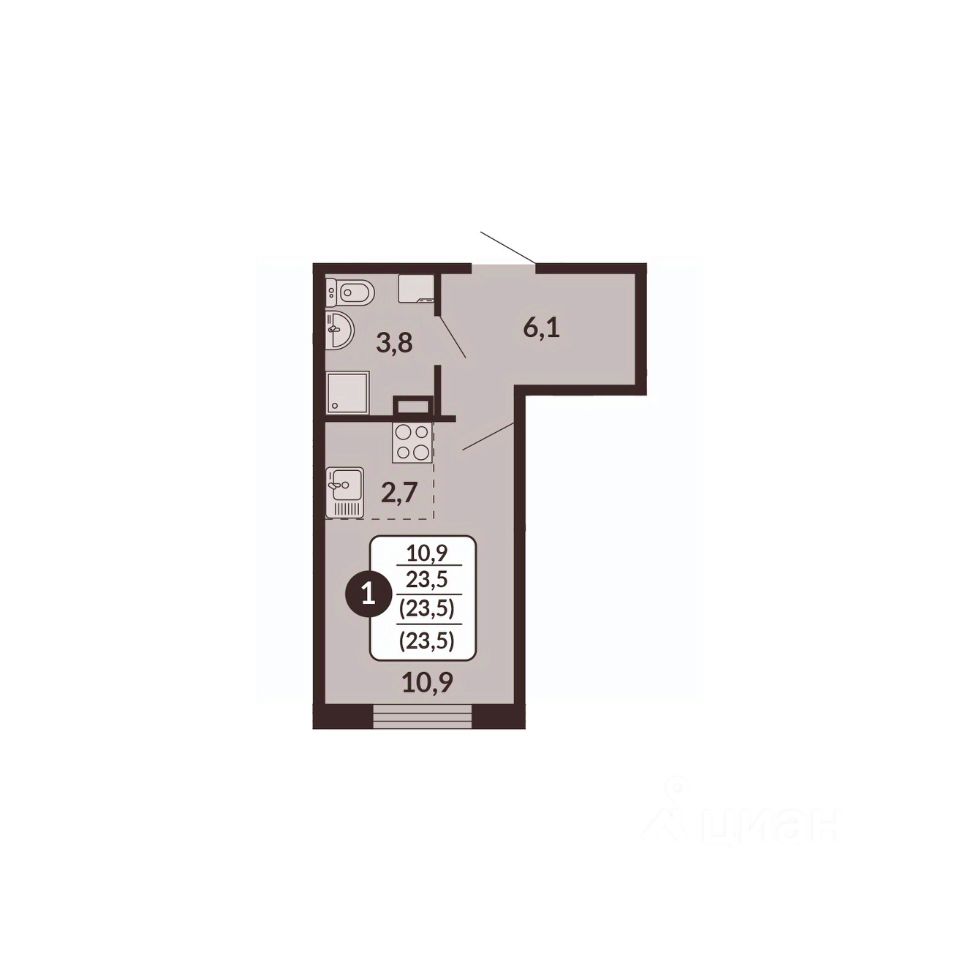 планировка квартиры 24 м2